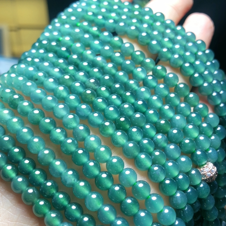 天然a货翡翠手链项链佛珠4/5mm