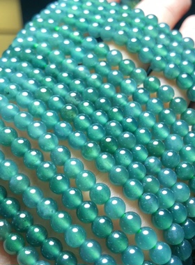 D689天然a货翡翠手链项链佛珠4/5mm高货蓝水约45cm