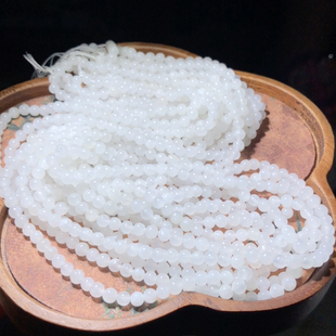 VV0926 有瑕 天然和田玉羊脂白玉佛串4mm老料多圈毛衣链手链串