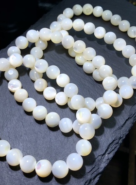 泓石斋 鱼骨手链圆珠单圈白色手串个性单圈