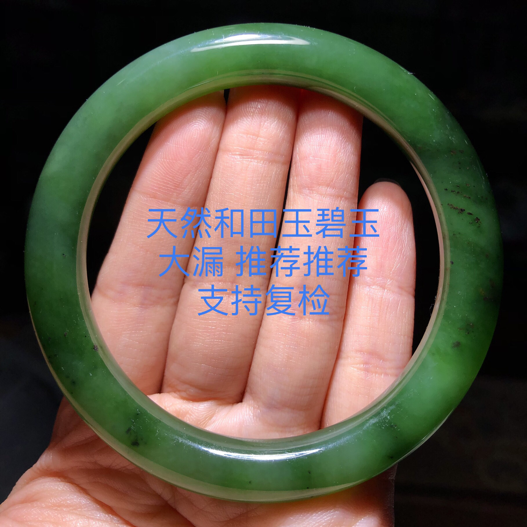 天然和田玉碧玉手镯胖圆条辣阳绿