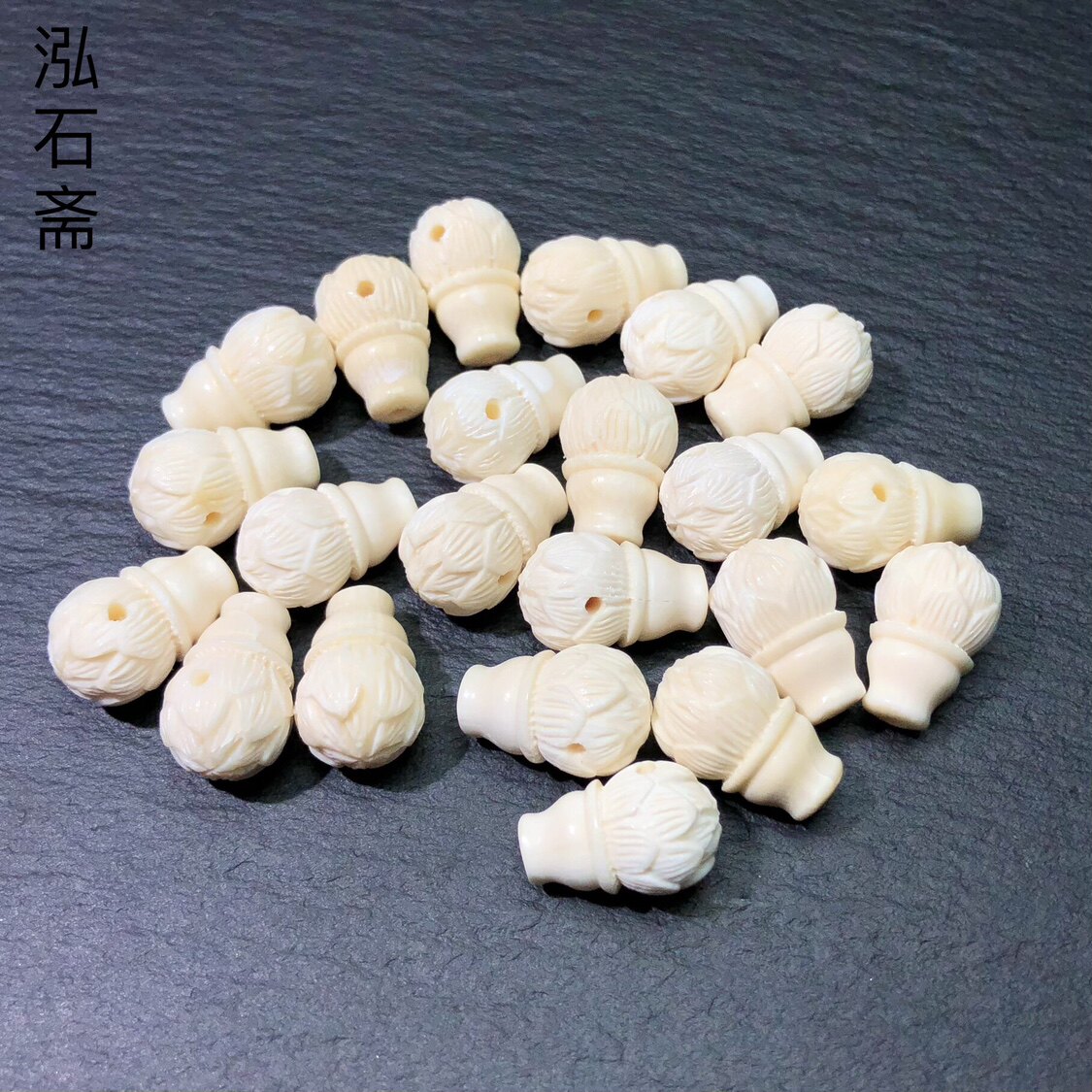 ZZ0489天然猛犸象牙莲花佛头三通配件14/9mm果冻体diy手链配饰diy