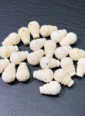 ZZ0489天然猛犸象牙莲花佛头三通配件14/9mm果冻体diy手链配饰diy