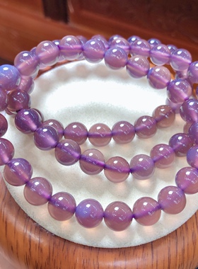 P447 帝王紫玛瑙天然玛瑙玉髓手链冰种首饰礼物单圈手串8mm首饰