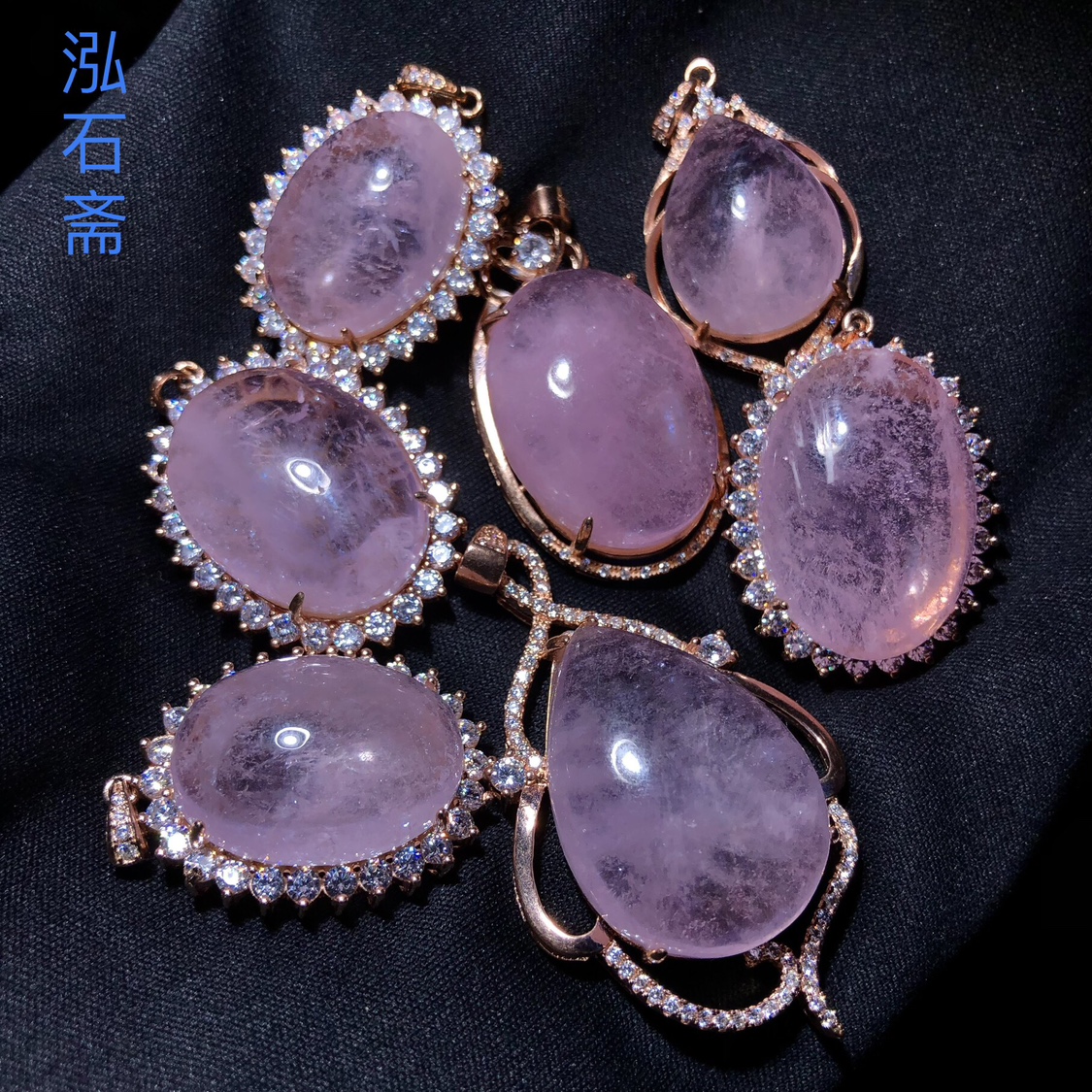 1A601 天然冰种粉摩根石吊坠s925银水滴绿柱石挂一物一图粉海蓝宝