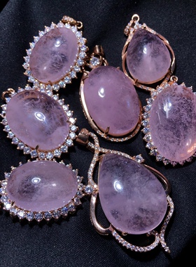 1A601 天然冰种粉摩根石吊坠s925银水滴绿柱石挂一物一图粉海蓝宝