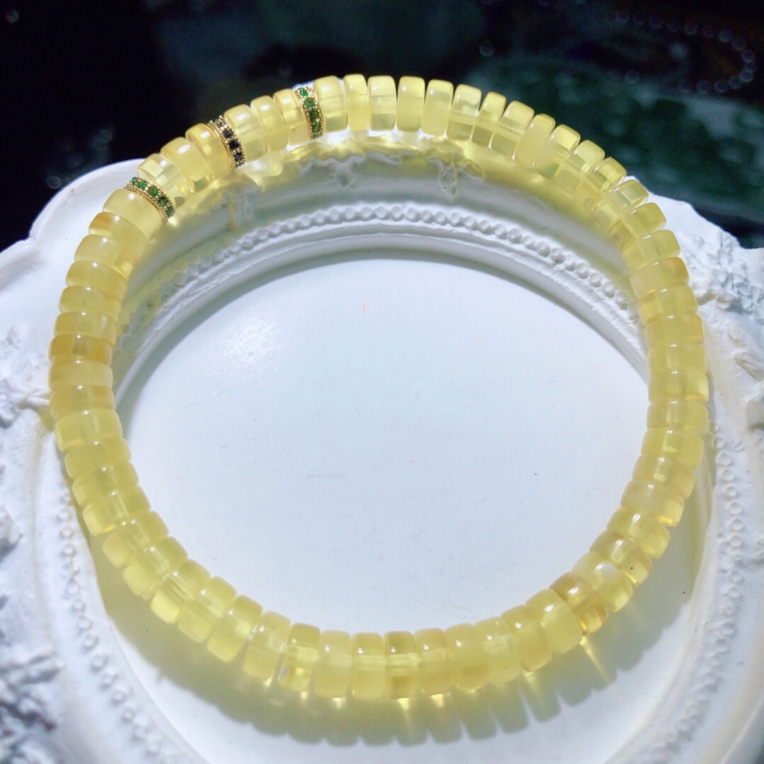 DD0802 天然蜜蜡直切手链极限弧手串单圈6mm琥珀首饰