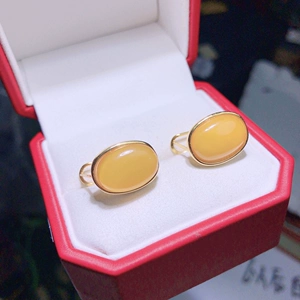 Серьги из воскового агата, квадратная инкрустация камня, серебро 925 пробы