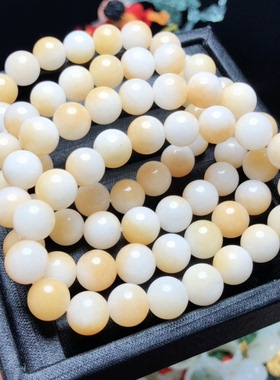 D182新疆天然玉石金丝玉糖白手链10mm单圈正品