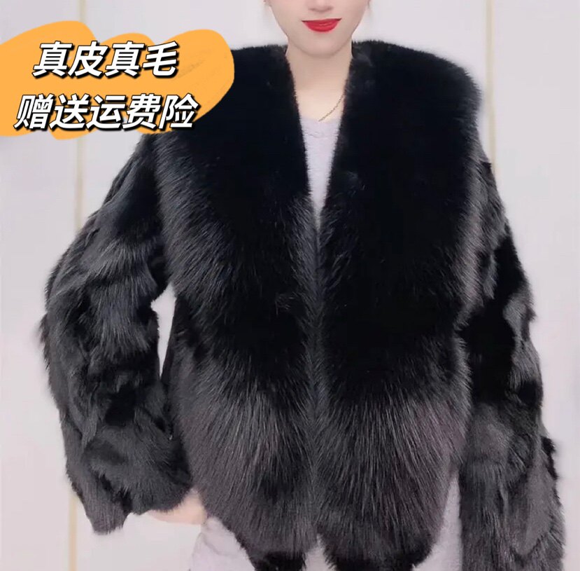 冬季海宁狐狸毛真皮毛一体女外套