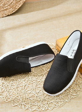 老北京布鞋男手工千层底低帮礼服呢中国风男鞋休闲一脚蹬懒人透气