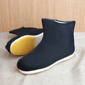 男士 冬款 千层底老北京布鞋 老北京布鞋 棉款 中筒拉链礼服呢官靴棉靴