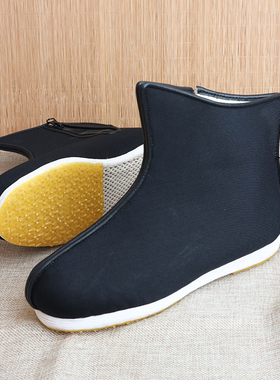 老北京布鞋男士冬款千层底老北京布鞋棉款中筒拉链礼服呢官靴棉靴