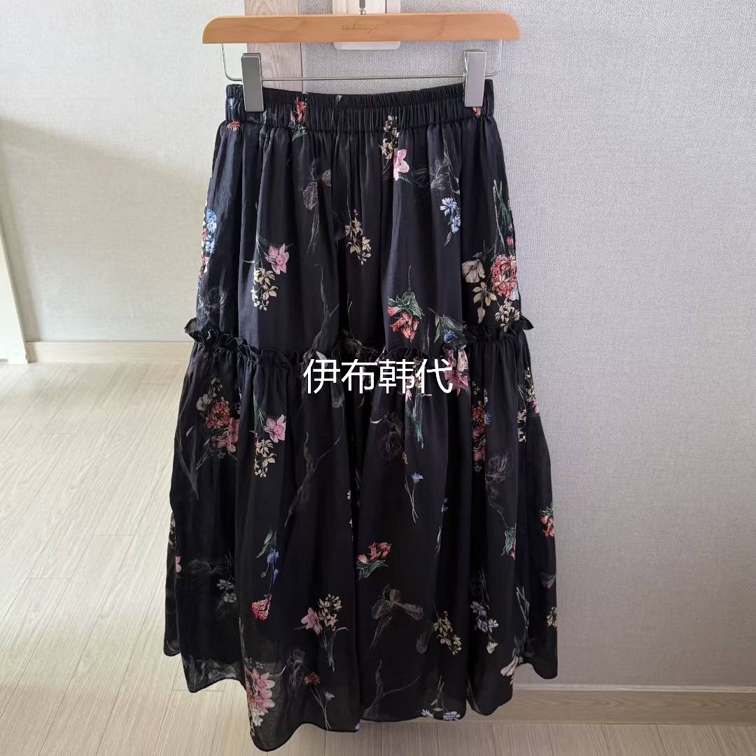 松紧腰碎花休闲半裙长裙女