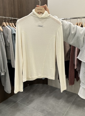 REMAKING韩国东大门正品代购25冬款 高领纯色贴标天丝羊毛打底T恤