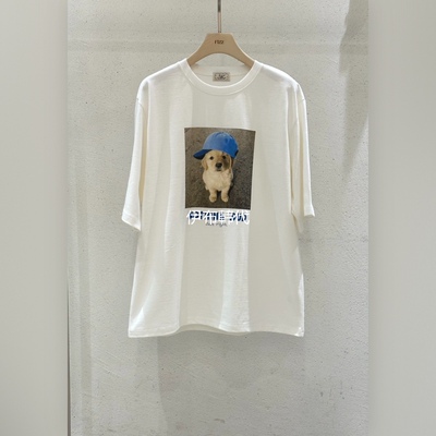 圆领休闲卡通小狗宽松短袖T恤