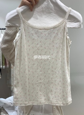 VERVEINE韩国东大门正品代购26夏款 碎花棉质花边打底吊带背心女