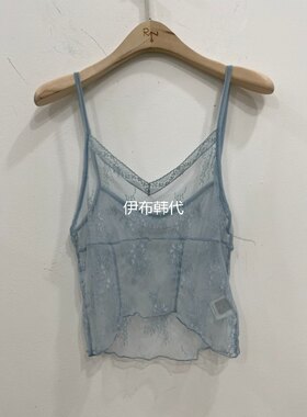 透明蕾丝花朵短款休闲吊带背心