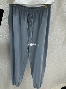 LUCY SALON韩国东大门正品代购26夏 松紧腰纽扣抽绳薄款卫裤长裤