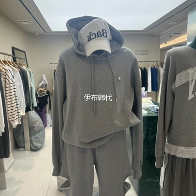 连帽纯色抽绳吊坠套头卫衣