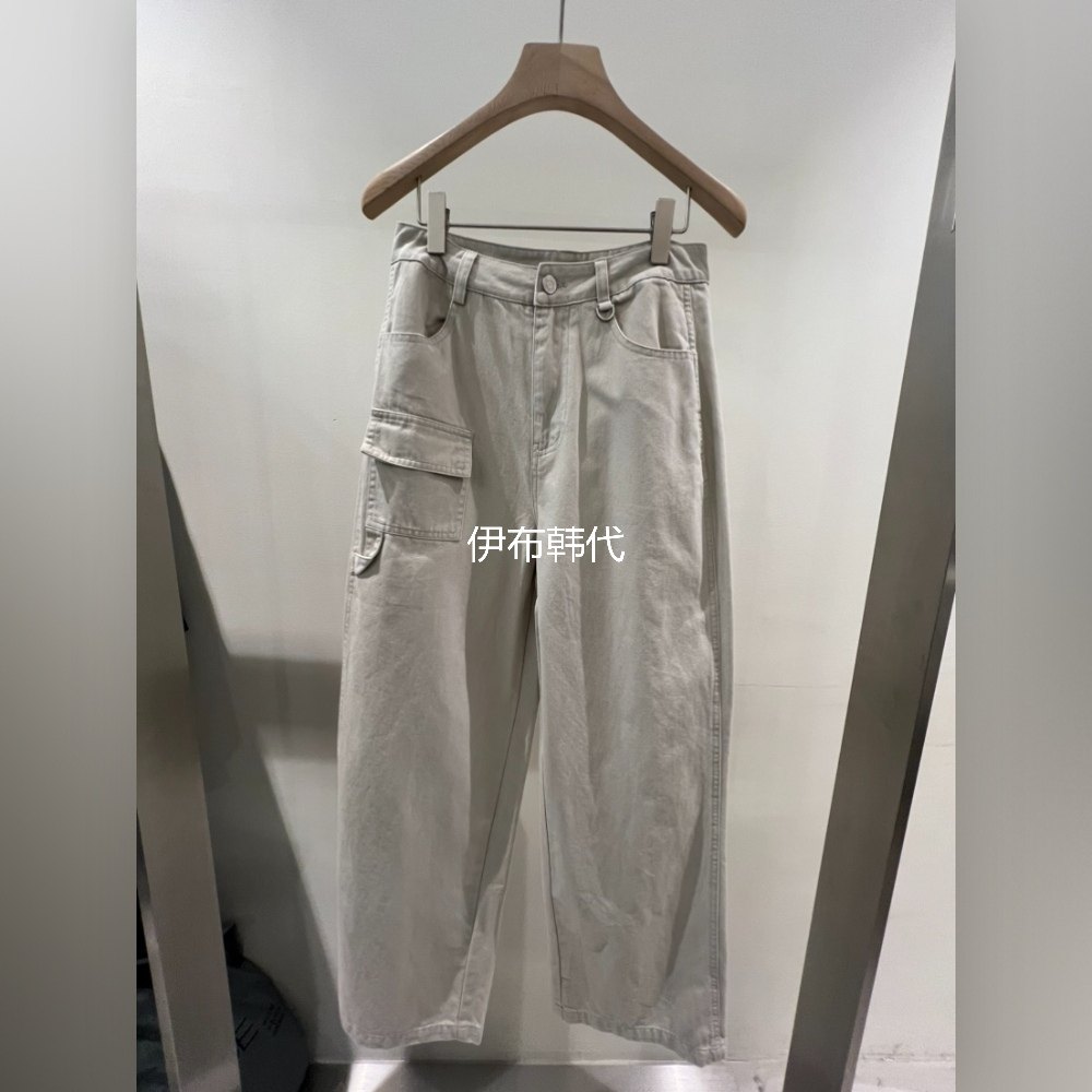 纯色休闲口袋直筒裤百搭长裤