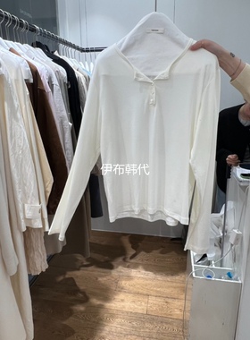 VERVEINE韩国东大门正品代购26春款 圆领纽扣休闲棉质长袖T恤