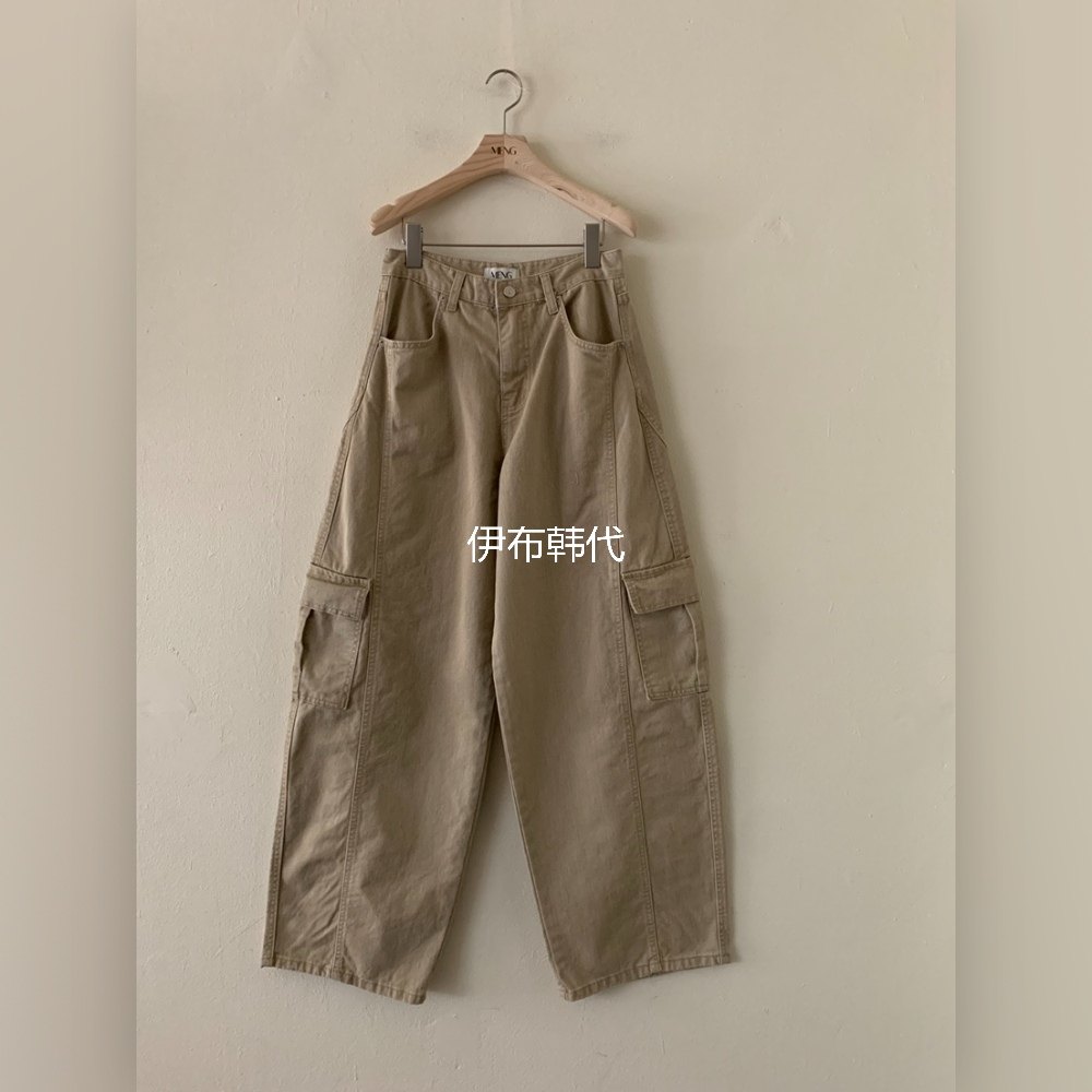 MENG韩国东大门正品代购26春款 纯色休闲大裤腿口袋工装裤长裤,女装/女士精品,休闲裤,淘宝优惠券,粉丝福利购,淘宝优惠卷