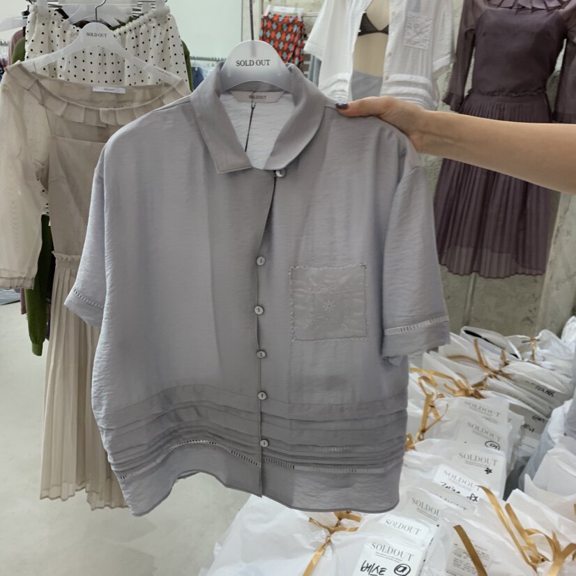 SOLD OUT韩国东大门正品代购26夏款 翻领休闲口袋短袖气质衬衫