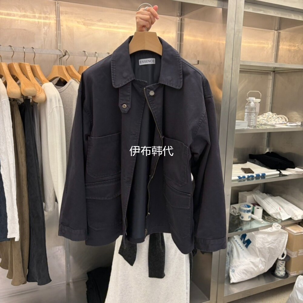 ESSENCE韩国东大门正品代购26秋 立领休闲时尚多口袋工装风衣外套