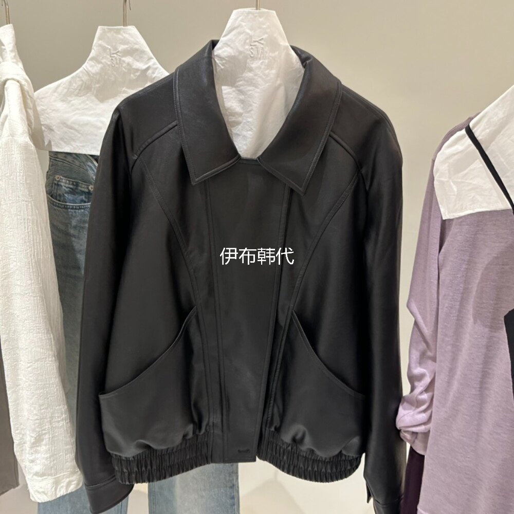 LOVE YOU SO MUCH韩国东大门代购26春 翻领休闲PU皮衣夹克外套