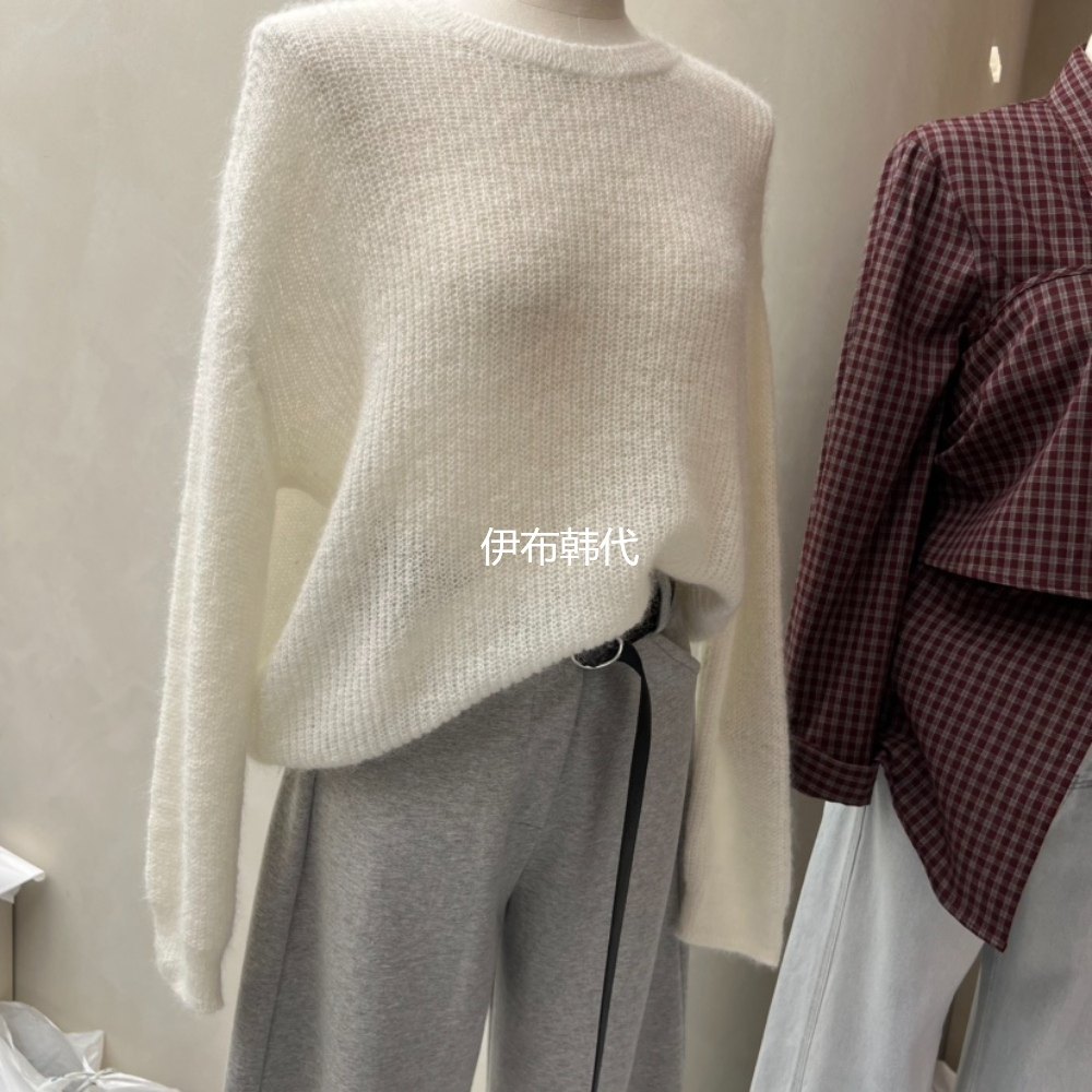 圆领纯色薄款休闲套头针织衫