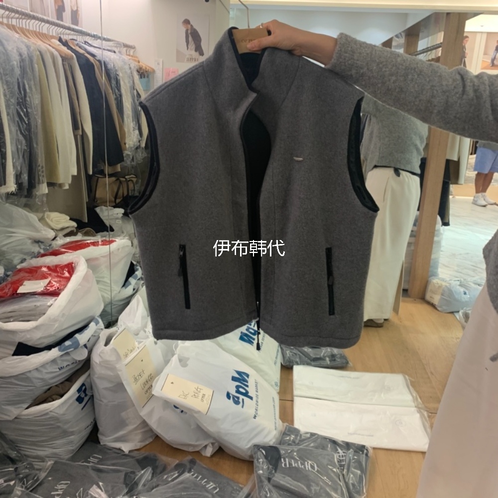 立领纯色包边拉链休闲马夹坎肩