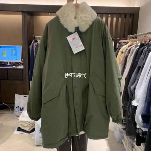 毛领休闲保暖中长棉衣3M棉服外套