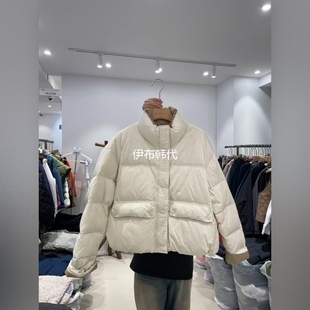BLOOM韩国东大门正品代购25冬款 立领纯色乳白色休闲短款羽绒服