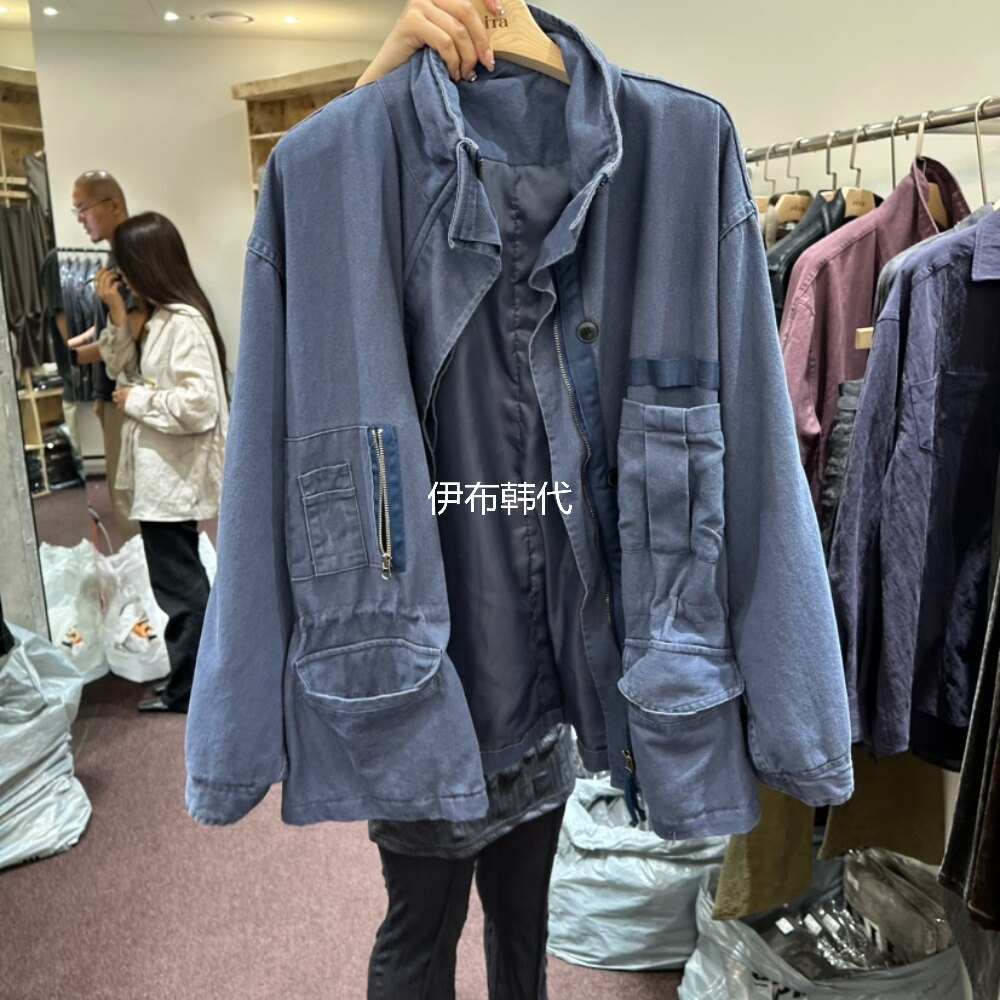 PITA韩国东大门正品代购26秋款 水洗做旧多口袋拉链工装风衣外套