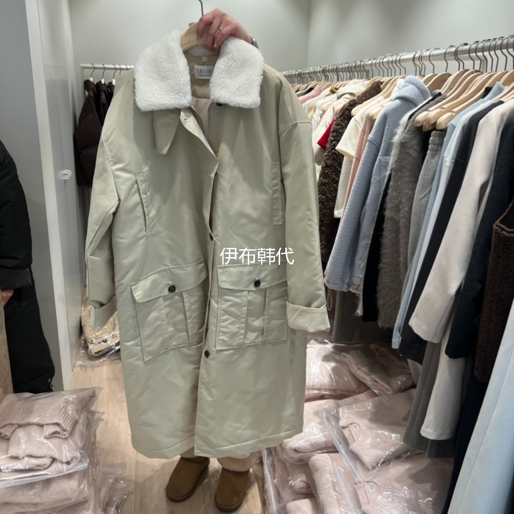 毛领翻领休闲中长款羽绒服外套