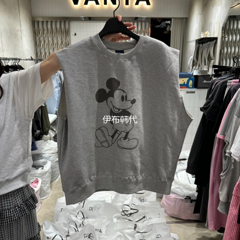 圆领休闲纯色卡通老鼠时尚背心