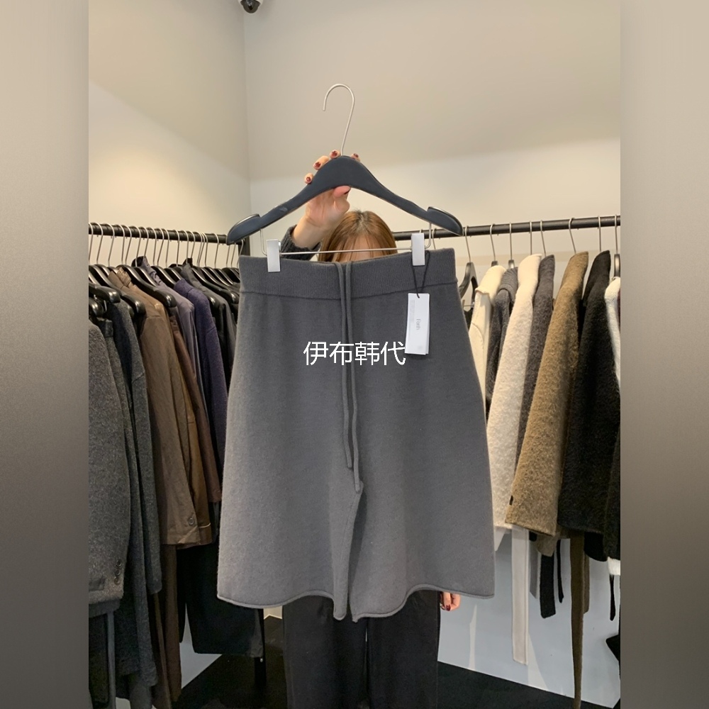 松紧腰纯色抽绳宽松针织裤短裤