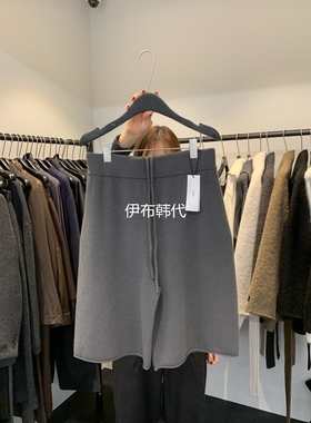 FORTH韩国东大门正品代购25冬款 松紧腰纯色抽绳宽松针织裤短裤