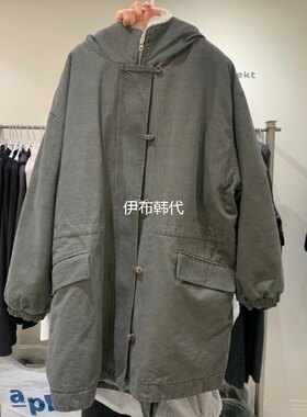连帽棉绒内里中长棉衣棉服外套