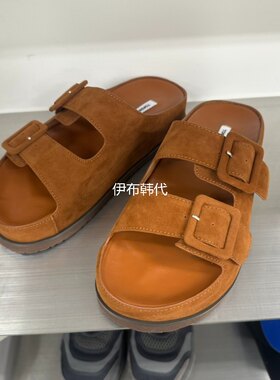 翻毛皮方形扣舒适拖鞋凉拖女鞋