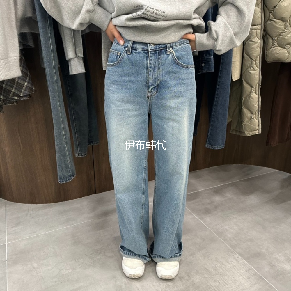 休闲直筒裤大口袋牛仔裤