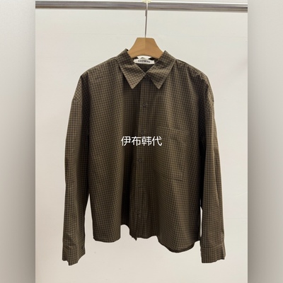 翻领休闲格子棉质休闲衬衫女