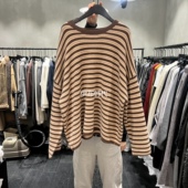 TUG韩国东大门正品 圆领休闲简约条纹宽松套头针织衫 代购 26春款