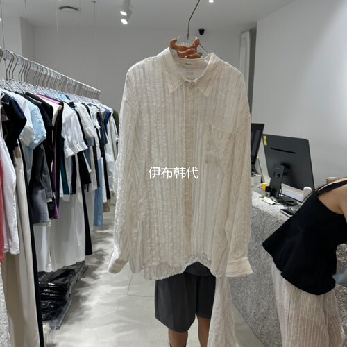 翻领休闲条纹薄款衬衫外套女
