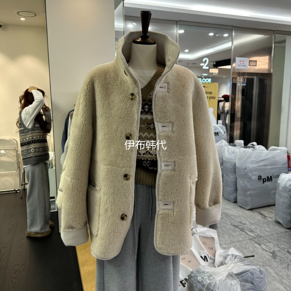 立领仿羊羔毛绒双面两穿外套