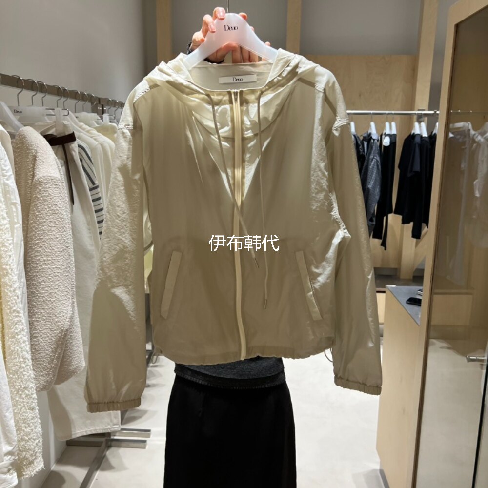 DEUO韩国东大门正品代购26春款 连帽纯色薄款拉链防晒衫外套