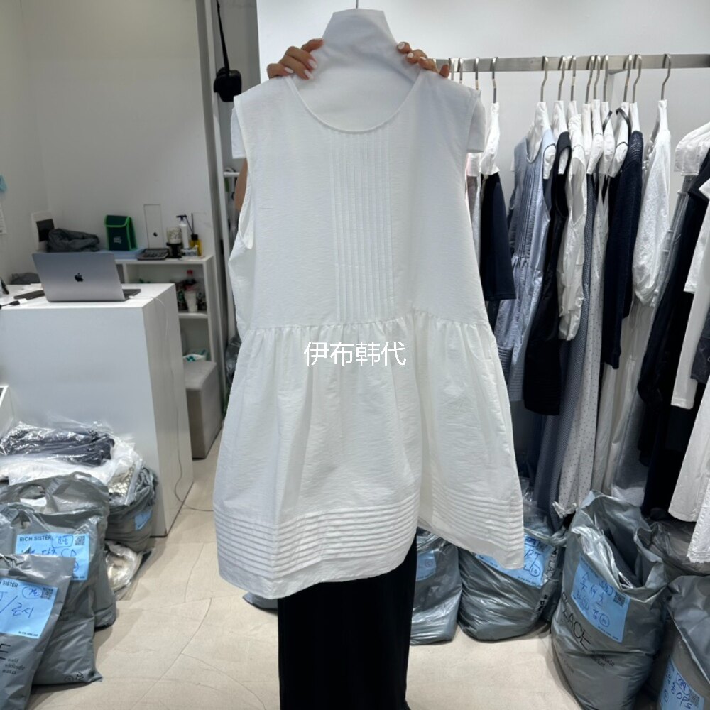 RICH SISTER韩国东大门正品代购26夏款 圆领休闲纯色背心裙连衣裙