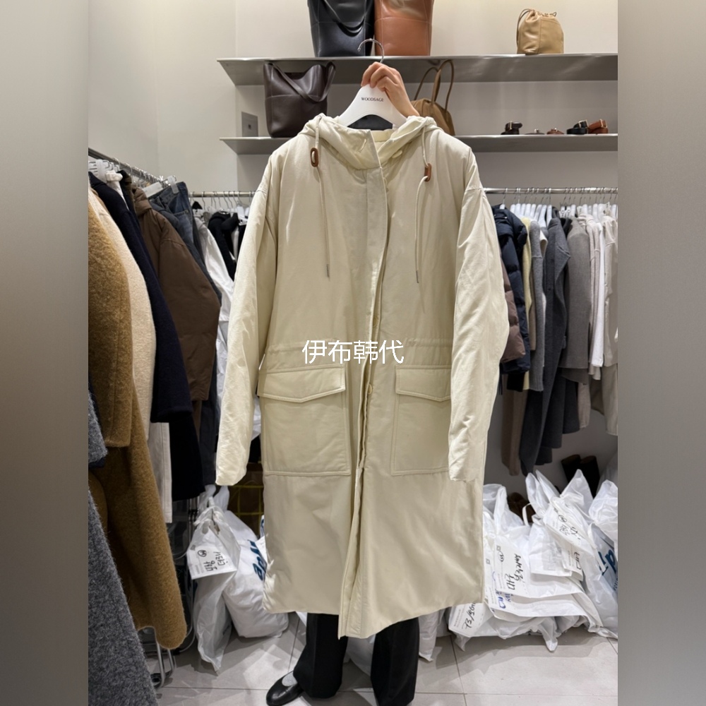 冬款连帽长款保暖鹅绒羽绒服外套
