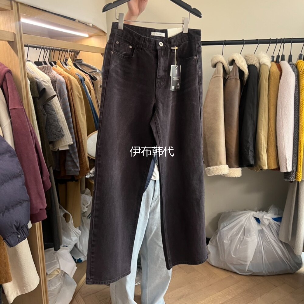 深色休闲直筒裤百搭牛仔裤